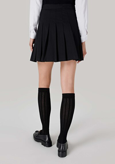 صورة من تنورة صغيرة سحاب مسطح تنورة سوداء نسائية