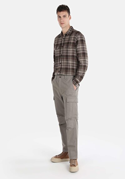 صورة من كومفورت فيت منتصف الخصر مستقيم الساق رجالي السراويل الخضراء