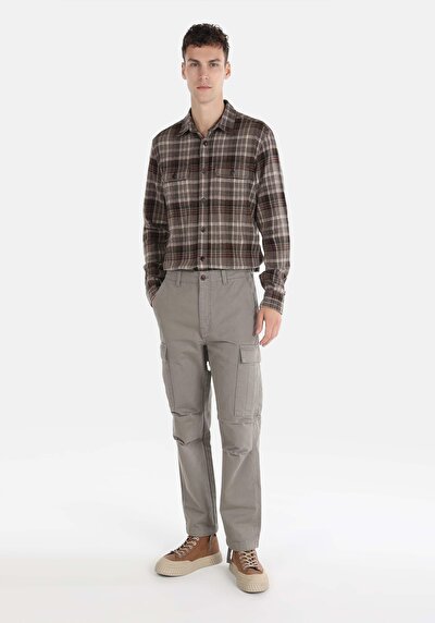 صورة من كومفورت فيت منتصف الخصر مستقيم الساق رجالي السراويل الخضراء