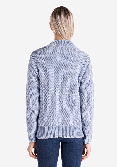 صورة من عادي رقبة مستديرة مستقيم نسائي بلو سترة