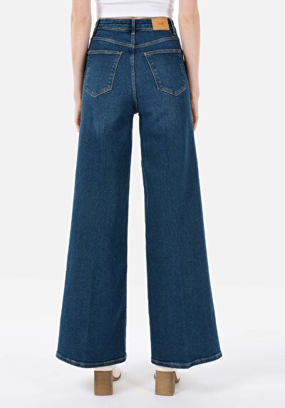 اعرض التفاصيل لـ   خصر عالي الساق سوبر عريض الجينز النسائي النيلي