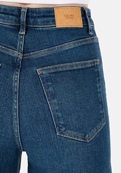 اعرض التفاصيل لـ   خصر عالي الساق سوبر عريض الجينز النسائي النيلي