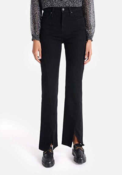 صورة من عادي مقاس ارتفاع الخصر شق الساق الجينز النسائي النيلي