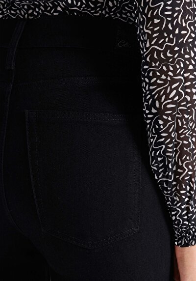 اعرض التفاصيل لـ عادي مقاس ارتفاع الخصر شق الساق الجينز النسائي النيلي