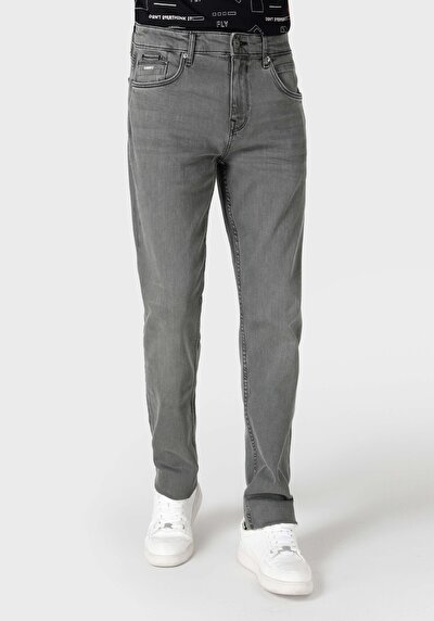 صورة من مستقيم خصر منخفض ساق مستقيمة جينز رجالي رمادي
