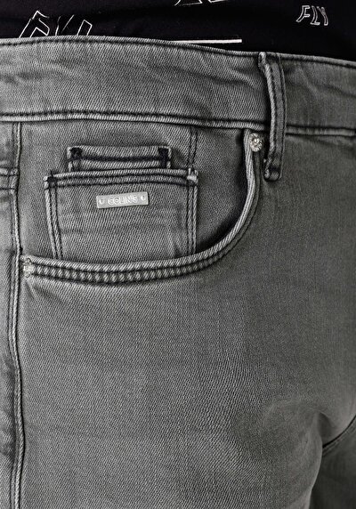 اعرض التفاصيل لـ مستقيم  خصر منخفض ساق مستقيمة جينز رجالي رمادي