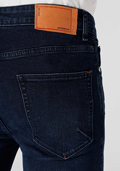 اعرض التفاصيل لـ ضيق  الخصر العالي ساق ضيقة الجينز الداكن للرجال