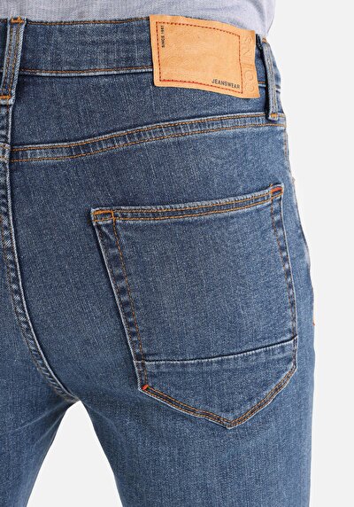 اعرض التفاصيل لـ ضيق  الخصر العالي ساق ضيقة الجينز الداكن للرجال