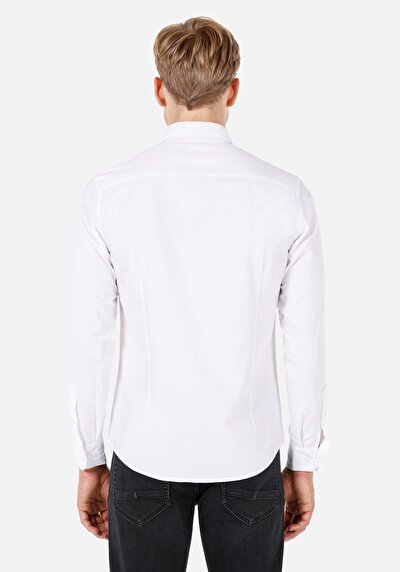 اعرض التفاصيل لـ أبيض للرجال قميص  كم طويل