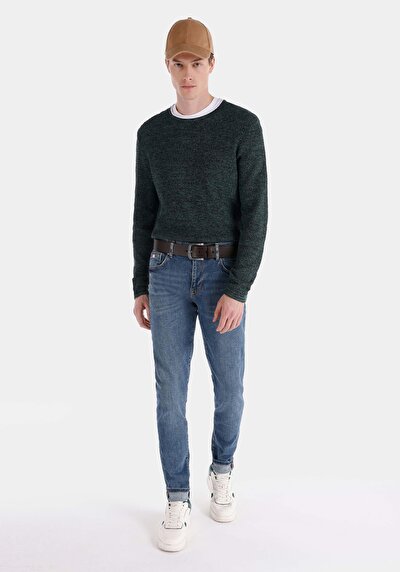 اعرض التفاصيل لـ سليم  خصر منخفض ضيق الساق الجينز الداكن للرجال