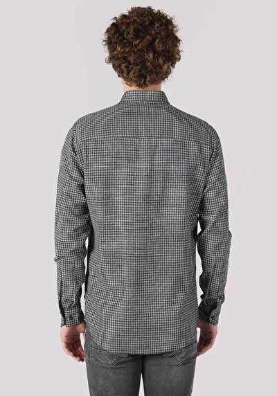 اعرض التفاصيل لـ أسود للرجال قميص  كم طويل