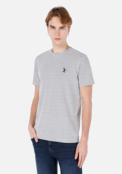 صورة من عادي قصة رقبة مستديرة رجالي أبيض كم قصير تي شيرت