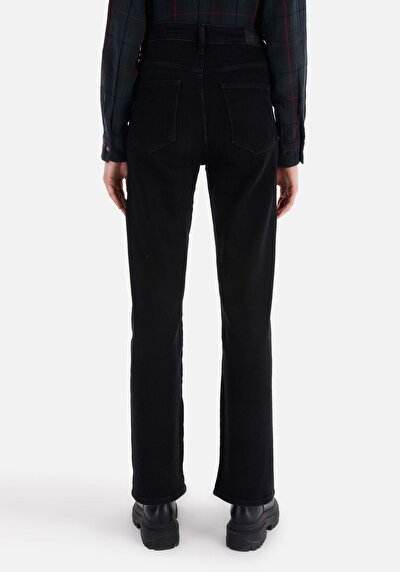 اعرض التفاصيل لـ عادي مقاس مرتفع الخصر طول كامل الساق نسائي أسود الجينز