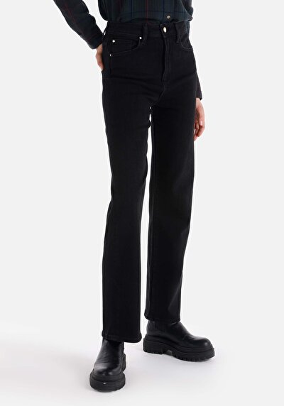 اعرض التفاصيل لـ عادي مقاس مرتفع الخصر طول كامل الساق نسائي أسود الجينز