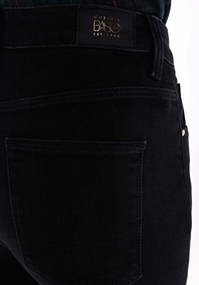 اعرض التفاصيل لـ عادي مقاس مرتفع الخصر طول كامل الساق نسائي أسود الجينز