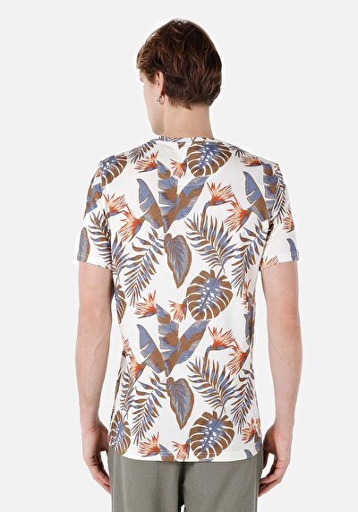 صورة من رقبة مستديرة مطبوعة رجالي بيج كم قصير تي شيرت