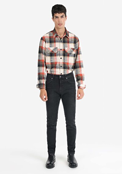 صورة من سليم  خصر منخفض ساق ضيقة جينز أسود للرجال