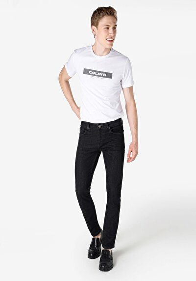 صورة من مستقيم  خصر منخفض مستقيم الساق الجينز النيلي للرجال