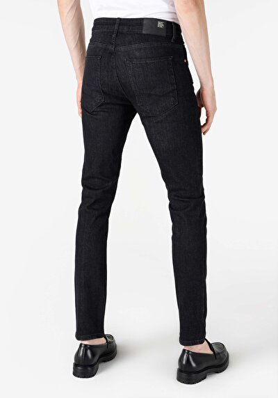 صورة من مستقيم خصر منخفض مستقيم الساق الجينز النيلي للرجال