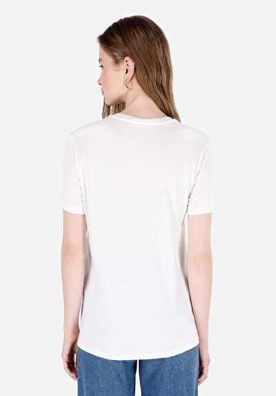 اعرض التفاصيل لـ   رقبة مستديرة مطبوعة نسائية أبيض قصيرة أكمام تي شيرت