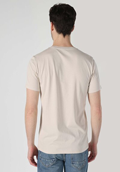 اعرض التفاصيل لـ   رقبة مستديرة مطبوعة رجالي بيج كم قصير تي شيرت