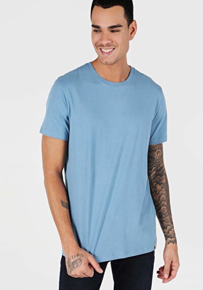 اعرض التفاصيل لـ أزرق للرجال تي شيرت بأكمام قصيرة