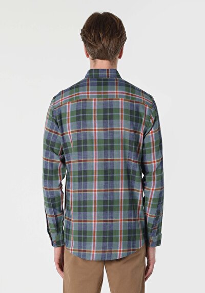 صورة من كاكي للرجال قميص كم طويل