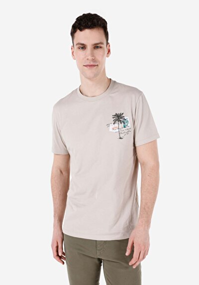 صورة من رقبة مستديرة مستقيم تي شيرت رجالي حجر كم قصير