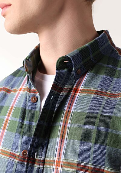 اعرض التفاصيل لـ كاكي للرجال قميص  كم طويل