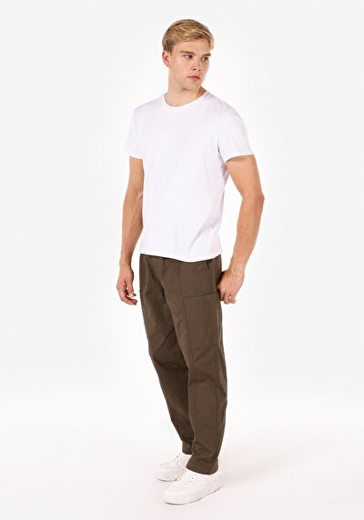 صورة من Relaxed Fit متوسط الخصر ساق واسعة بنطلون أخضر للرجال