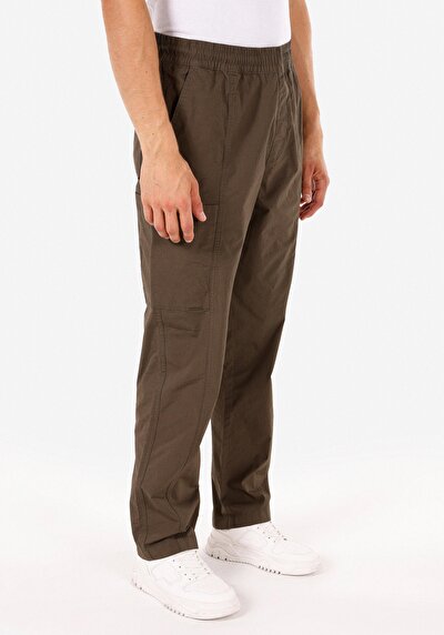 صورة من Relaxed Fit متوسط الخصر ساق واسعة بنطلون أخضر للرجال