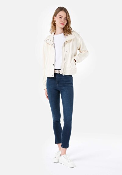 صورة من ضيق  ارتفاع الخصر سوبر ضيق الساق نسائي نيلي جينز