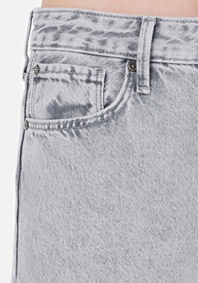 اعرض التفاصيل لـ   ارتفاع الخصر ساق واسعة الجينز الرمادي للنساء