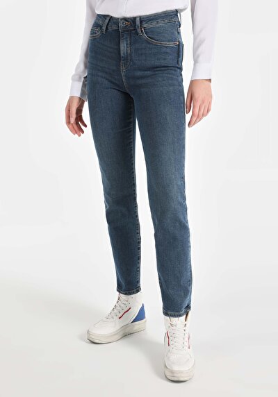 اعرض التفاصيل لـ نحيف   الخصر مستقيم الساق نسائية نيلي جينز