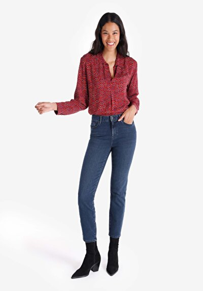 اعرض التفاصيل لـ نحيف   الخصر مستقيم الساق نسائية نيلي جينز