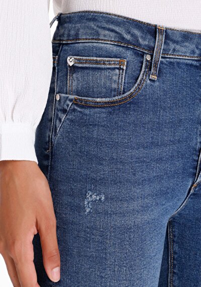 اعرض التفاصيل لـ ضيق   الخصر ضيق الساق النسائية نيلي الجينز