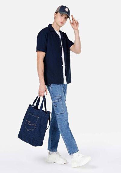 اعرض التفاصيل لـ كارجو فيت منتصف الخصر مستقيم الساق الجينز النيلي للرجال