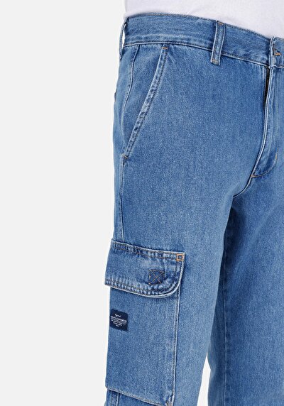 اعرض التفاصيل لـ كارجو فيت منتصف الخصر مستقيم الساق الجينز النيلي للرجال