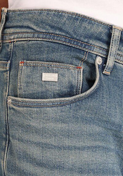 اعرض التفاصيل لـ   منتصف الخصر مستقيم الساق الجينز النيلي للرجال