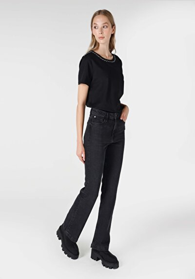 صورة من عادي   الخصر حذاء نسائي جينز نيلي