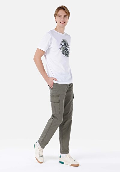 صورة من عادي الخصر مستقيم الساق رجالي بنطلون أخضر