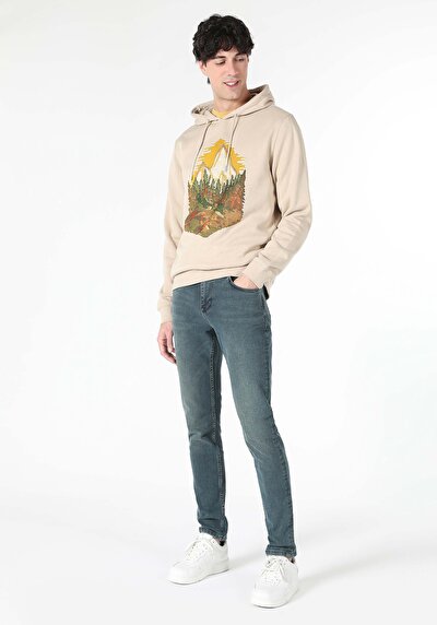 صورة من سليم  خصر منخفض ضيق الساق الجينز الداكن للرجال