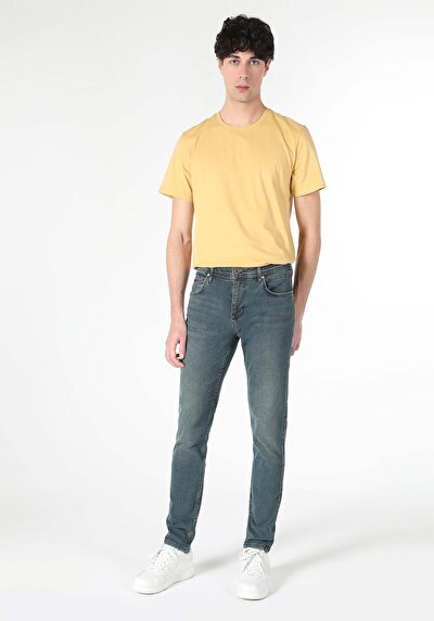 اعرض التفاصيل لـ سليم  خصر منخفض ضيق الساق الجينز الداكن للرجال