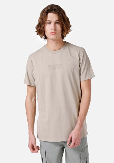 صورة من عادي قصة رقبة مستديرة تي شيرت رجالي بيج بأكمام قصيرة