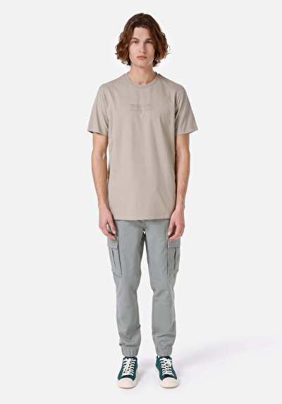 صورة من عادي قصة رقبة مستديرة تي شيرت رجالي بيج بأكمام قصيرة