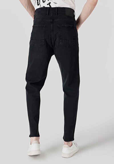 صورة من فضفاض مدبب سوبر عالية الخصر يتقلص الساق جينز رمادي للرجال