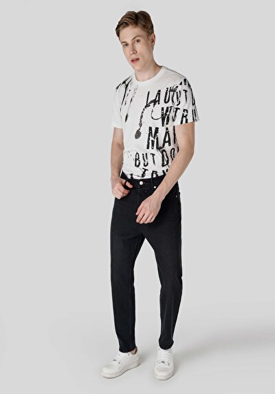 صورة من فضفاض مدبب سوبر عالية الخصر يتقلص الساق جينز رمادي للرجال