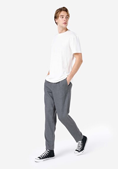 صورة من Carrot Fit منتصف الخصر مستقيم الساق الرجال السراويل الرمادية