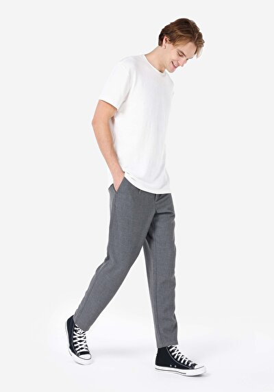 صورة من Carrot Fit منتصف الخصر مستقيم الساق الرجال السراويل الرمادية