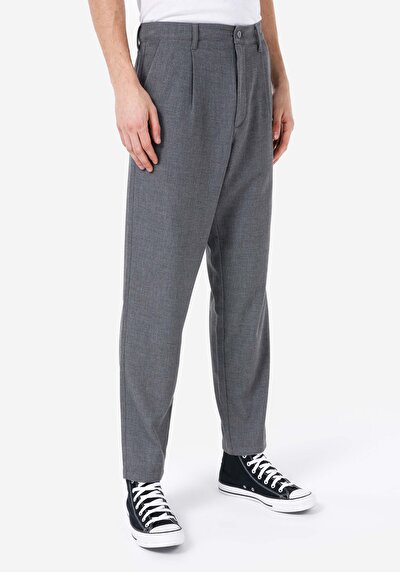 صورة من Carrot Fit منتصف الخصر مستقيم الساق الرجال السراويل الرمادية